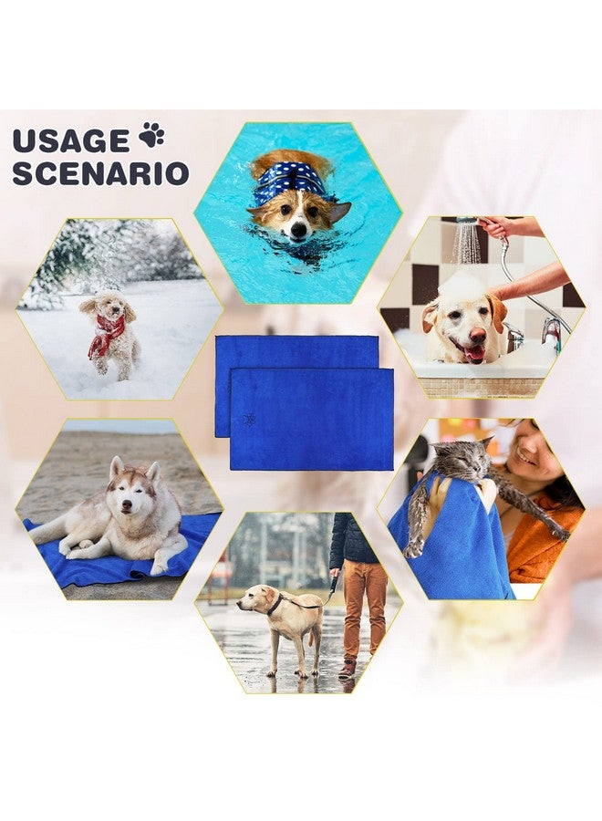 Chumia Chumia 4 Pack Dog Towels for Drying Large Microfiber Grooming Tools Absorbent Soft Bath Supplies with Embroidered Paw for Small Medium Pet Products(16 x 32 Inch,Blue) - Image 5