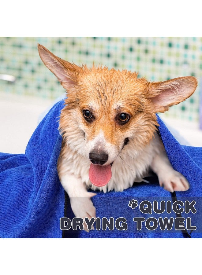 Chumia Chumia 4 Pack Dog Towels for Drying Large Microfiber Grooming Tools Absorbent Soft Bath Supplies with Embroidered Paw for Small Medium Pet Products(16 x 32 Inch,Blue) - Image 4
