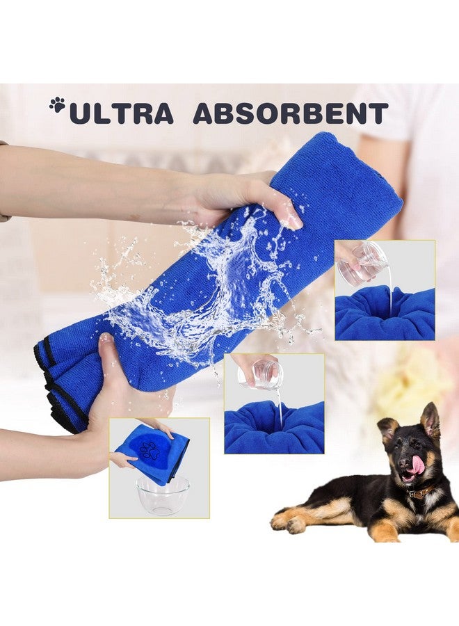 Chumia Chumia 4 Pack Dog Towels for Drying Large Microfiber Grooming Tools Absorbent Soft Bath Supplies with Embroidered Paw for Small Medium Pet Products(16 x 32 Inch,Blue) - Image 2