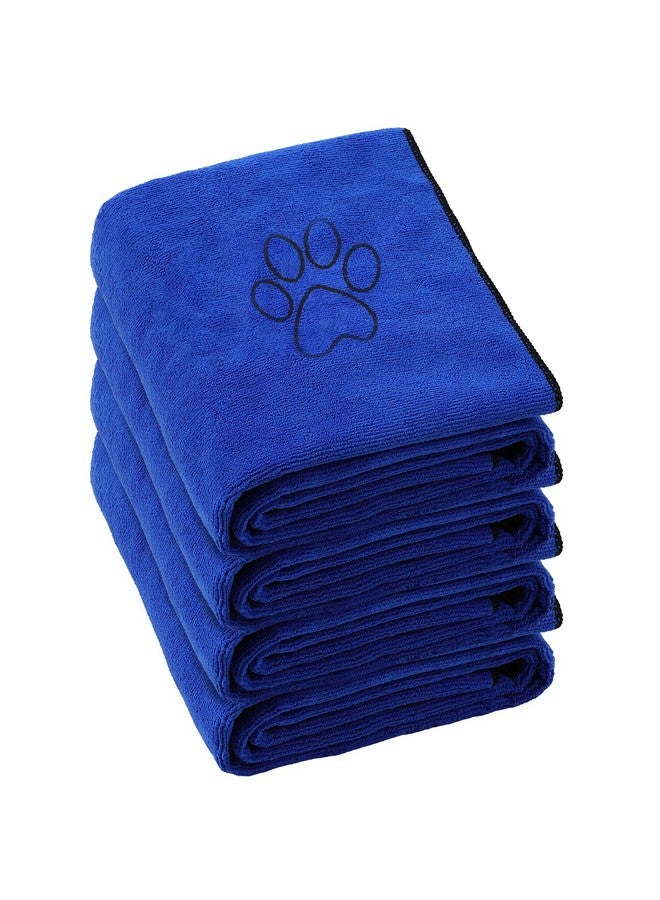 Chumia Chumia 4 Pack Dog Towels for Drying Large Microfiber Grooming Tools Absorbent Soft Bath Supplies with Embroidered Paw for Small Medium Pet Products(16 x 32 Inch,Blue) - Image 1
