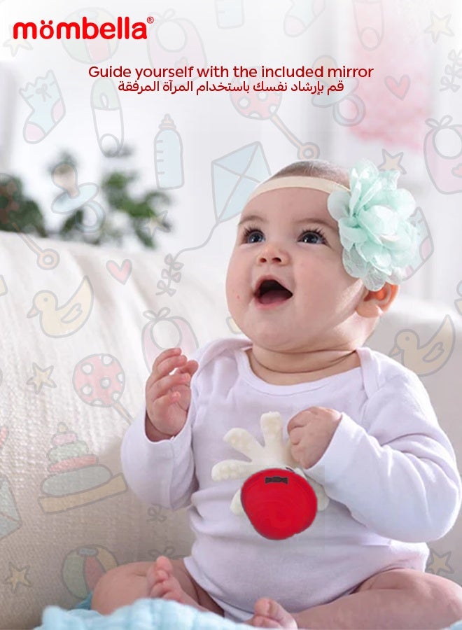 مومبيلا لعبة عضاضة الأخطبوط | مساعدة لعض الأسنان بنسيج متعدد | يمكن تجميدها في الفريزر | صوت صفارة | آمنة للأطفال من 3 إلى 6 أشهر | أبعاد المنتج: 9.2 × 9.2 × 9.2 سم - Image 2