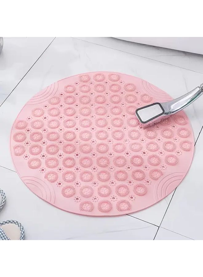 Pink Anti Slip Bath Mat 55cm Round Massage Foot Pad Toilet Bathroom Rug - Image 4