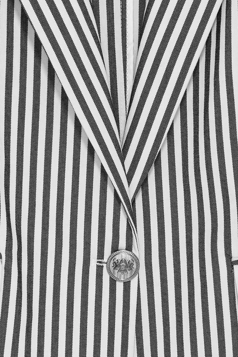 Dilvin Dusty White DILVIN Striped Poplin Blazer Jacket for Women | Best Price UAE