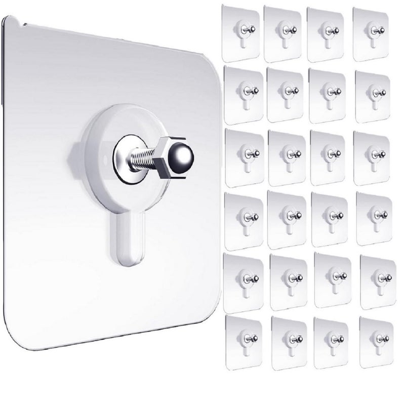 ZUNBELLA 25 Pcs Wall Screw Hooks Strong Adhesive Stick Hook for Hanging Decorative Items NailFree Durable Wall Clips for Bathroom Frame DrillFree Pins for Secure Hanging and Easy Installation - Image 1