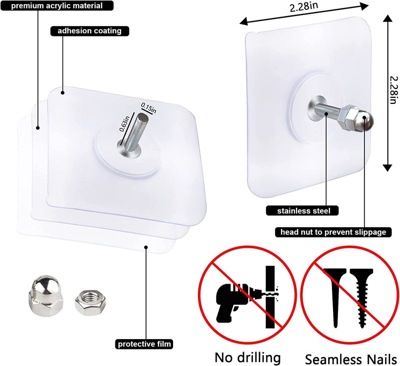 ZUNBELLA 25 Pcs Wall Screw Hooks Strong Adhesive Stick Hook for Hanging Decorative Items NailFree Durable Wall Clips for Bathroom Frame DrillFree Pins for Secure Hanging and Easy Installation - Image 4