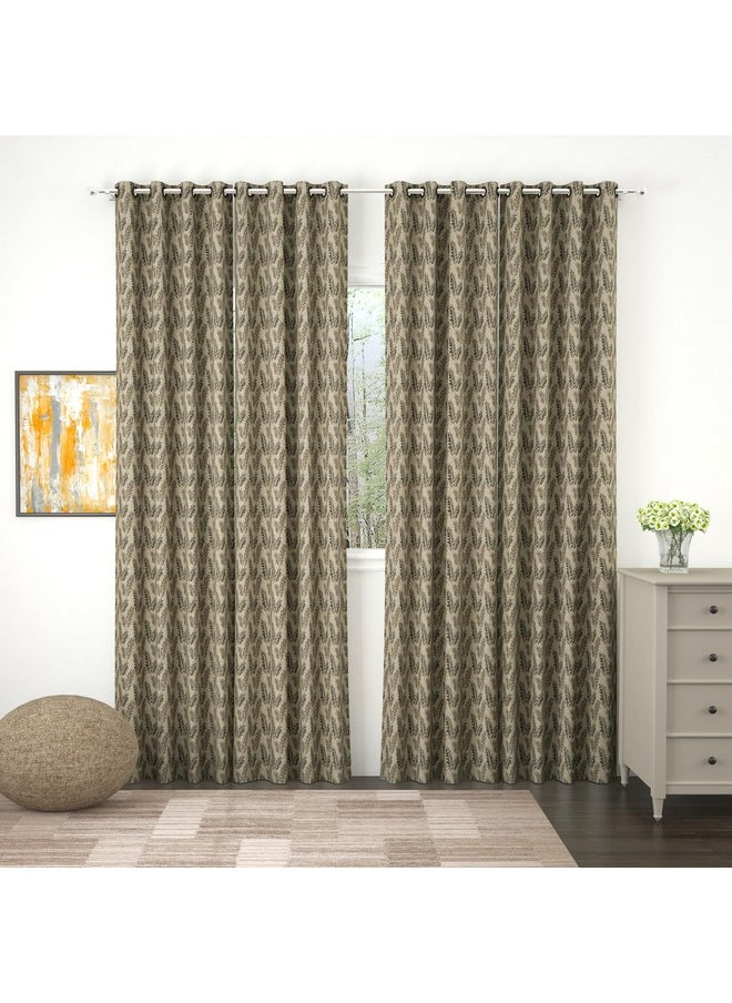 Story@Home Story@Home Room Darkening Door Curtains 7 Feet Set of 4 | Leaf Design Door Curtain | Thermal Insulated Curtains | Curtains for Living Room | (116 x 215 cm, Brown) | Perfect for Home Decor  - Image 4