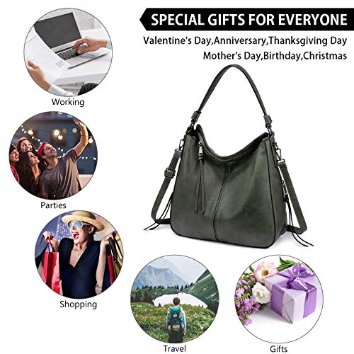 Realer Purses for Women,Large Hobo Bags for Women Purses and Handbags Retro Crossbody Handbag Leather Tote - Image 2