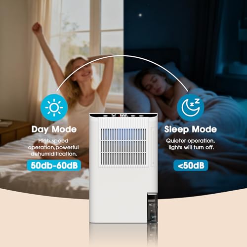 Onsekin Dehumidifiers for Home, 2000 Sq.Ft Small Dehumidifier with 3.3ft Drain Hose, 2.5L Tank, Timer Sleep Mode, Portable Dehumidifier for Basement, Bedroom, Bathroom (Sweet White) - Image 2