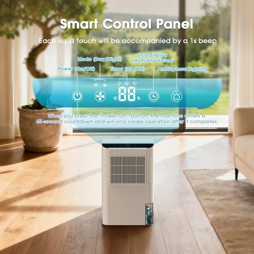 Onsekin Dehumidifiers for Home, 2000 Sq.Ft Small Dehumidifier with 3.3ft Drain Hose, 2.5L Tank, Timer Sleep Mode, Portable Dehumidifier for Basement, Bedroom, Bathroom (Sweet White) - Image 4