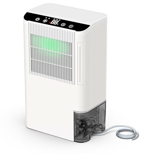 Onsekin Dehumidifiers for Home, 2000 Sq.Ft Small Dehumidifier with 3.3ft Drain Hose, 2.5L Tank, Timer Sleep Mode, Portable Dehumidifier for Basement, Bedroom, Bathroom (Sweet White) - Image 1