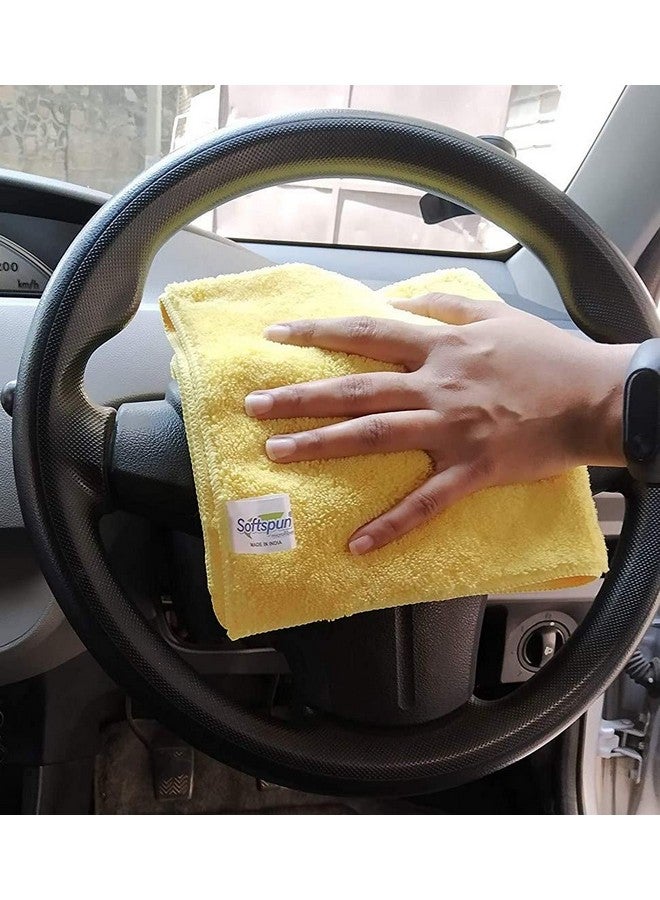 SOFTSPUN Microfiber High Loop Cleaning Cloths, 40x60 cms 3 pcs Towel Set 380 GSM (Yellow). Thick Lint & Streak-Free Multipurpose Cloths. - Image 5