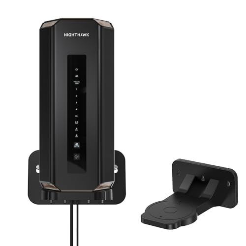 XLTTYWL Orbi 370 Wall Mount Kit, Orbit 7 Mount Bracket Optimize Space Compatible with Orbi 7 Mesh Systems & All Net Gear Nighthawk 7 Routers(RBEWMB-10000S) (Black, 1 Pack) - Image 1