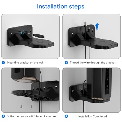 XLTTYWL Orbi 370 Wall Mount Kit, Orbit 7 Mount Bracket Optimize Space Compatible with Orbi 7 Mesh Systems & All Net Gear Nighthawk 7 Routers(RBEWMB-10000S) (Black, 1 Pack) - Image 3