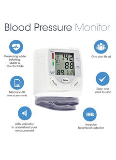 Neutral Blood Pressure Monitoring Machine, Automatic Digital BP Monitor With Wristband, Heartbeat High Low Bp Measure Device For Travelling Home Office Use, (1pc, White)  - Image 2