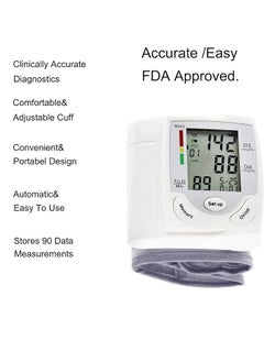 Neutral Blood Pressure Monitoring Machine, Automatic Digital BP Monitor With Wristband, Heartbeat High Low Bp Measure Device For Travelling Home Office Use, (1pc, White)  - Image 3
