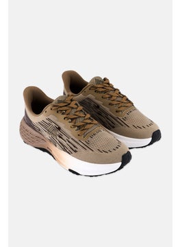 Men Lace Up Running Shoes, Taupe Combo