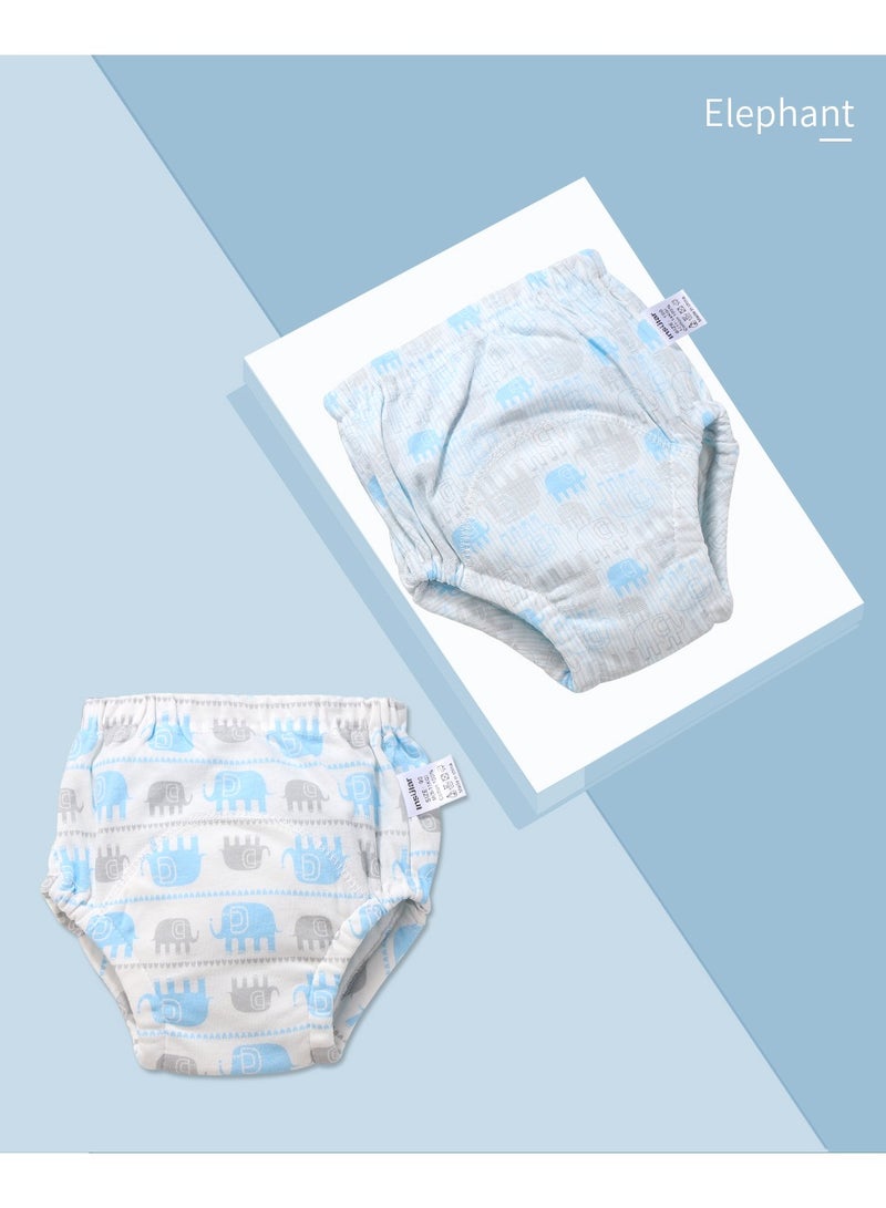 insular 2 Pieces Size M Cotton Training Pants for Baby, 6 Layers, Breathable and Washable Underwear with Elephant Baby Pattern for Toddler Potty Training, Light Blue( M) - Image 4