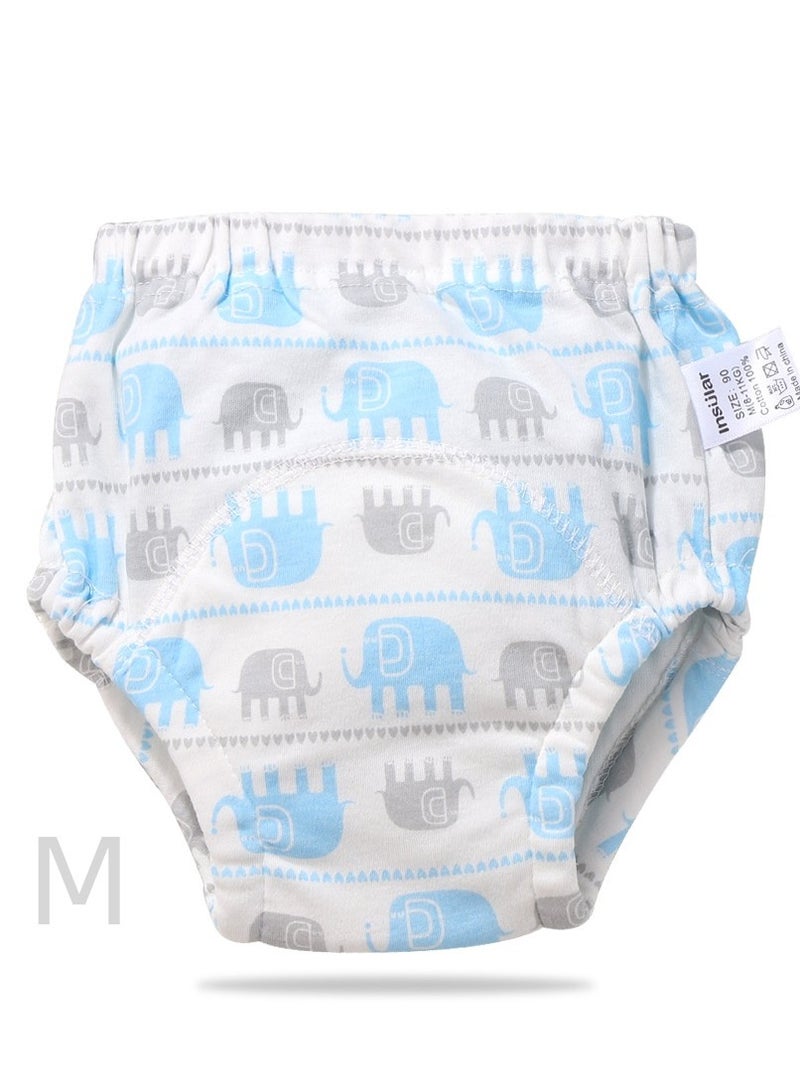 insular 2 Pieces Size M Cotton Training Pants for Baby, 6 Layers, Breathable and Washable Underwear with Elephant Baby Pattern for Toddler Potty Training, Light Blue( M) - Image 3