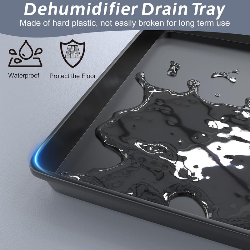 Flamorrow Dehumidifier Mat, Hard Plastic Drip Pan for Home and Basement Dehumidifiers, Dehumidifier Tray with Raised Edge for Leaks, Prevents Water from Pooling Underneath, Black, 13"x9" - Image 3
