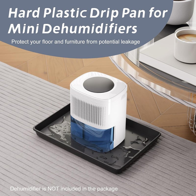 Flamorrow Dehumidifier Mat, Hard Plastic Drip Pan for Home and Basement Dehumidifiers, Dehumidifier Tray with Raised Edge for Leaks, Prevents Water from Pooling Underneath, Black, 13"x9" - Image 4