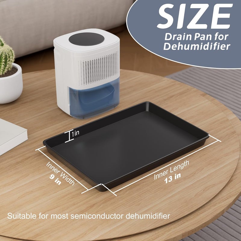 Flamorrow Dehumidifier Mat, Hard Plastic Drip Pan for Home and Basement Dehumidifiers, Dehumidifier Tray with Raised Edge for Leaks, Prevents Water from Pooling Underneath, Black, 13"x9" - Image 2