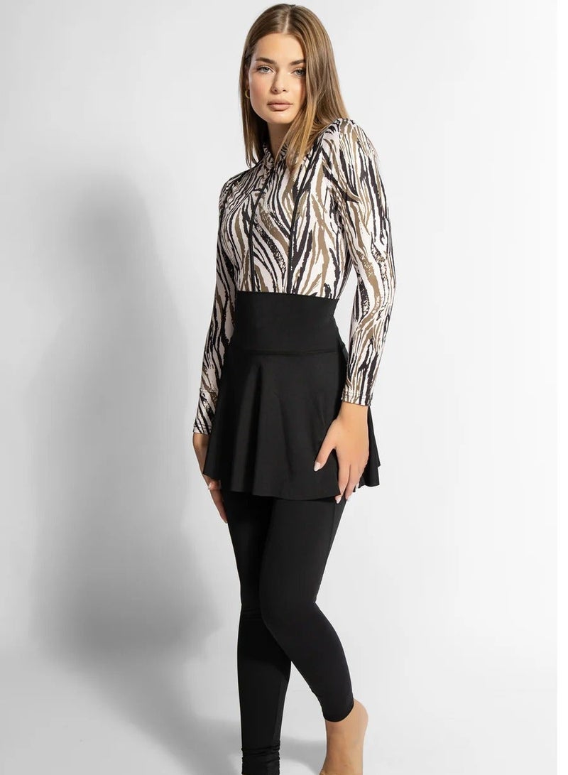 MINERVA SECRETS ZEBRA ROYALE- Exclusive Premium Burkini Set with Elegant Top, High-Waisted Leggings, Chic Beach Skirt - Image 3