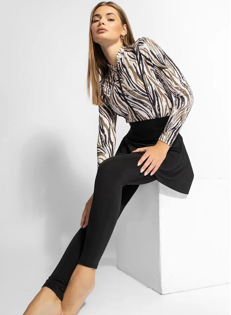 MINERVA SECRETS ZEBRA ROYALE- Exclusive Premium Burkini Set with Elegant Top, High-Waisted Leggings, Chic Beach Skirt  - Image 3