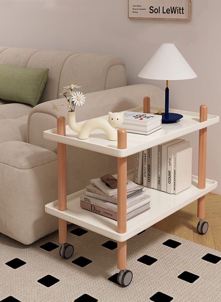 dida-cosmos Rolling Cart,2 Tier Utility Cart Mobile Storage Shelves Rolling Kitchen Cart with Handle and Wheels Multifunction Storage Trolley Cart for Bathroom Living Room Office  - Image 1
