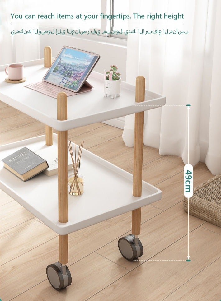 dida-cosmos Rolling Cart,2 Tier Utility Cart Mobile Storage Shelves Rolling Kitchen Cart with Handle and Wheels Multifunction Storage Trolley Cart for Bathroom Living Room Office  - Image 2