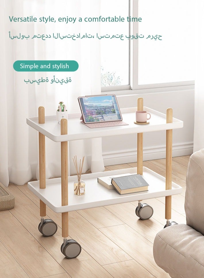 dida-cosmos Rolling Cart,2 Tier Utility Cart Mobile Storage Shelves Rolling Kitchen Cart with Handle and Wheels Multifunction Storage Trolley Cart for Bathroom Living Room Office  - Image 4