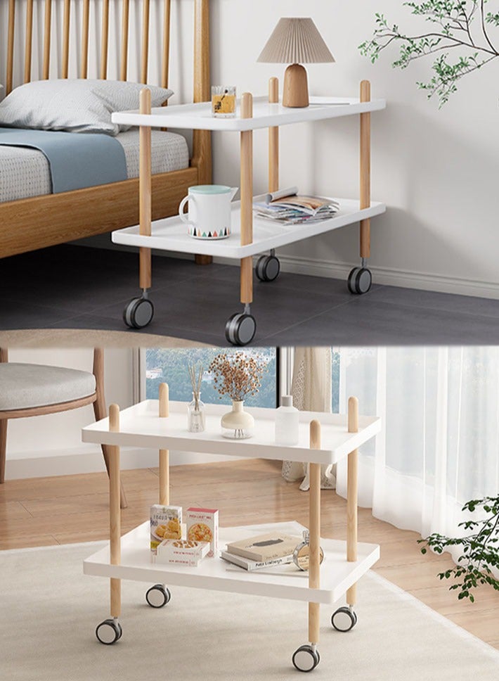 dida-cosmos Rolling Cart,2 Tier Utility Cart Mobile Storage Shelves Rolling Kitchen Cart with Handle and Wheels Multifunction Storage Trolley Cart for Bathroom Living Room Office  - Image 5