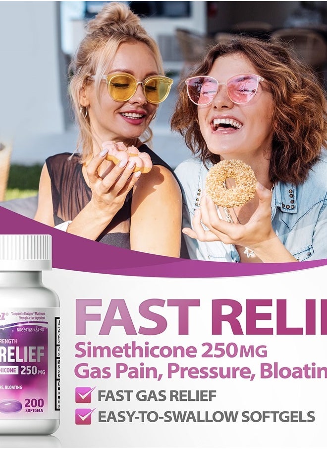 HealthA2Z ® Gas Relief Simethicone 250mg | Maximum Strength | Fast Gas Relief | Relieve Symptoms Naturally (200 Softgels (Pack of 1))  - Image 5