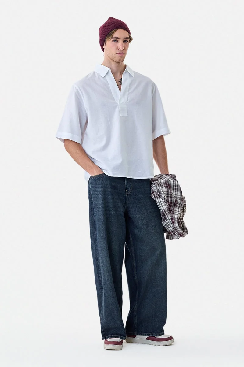 SNITCH Linen Blend Box Fit Popover Shirt