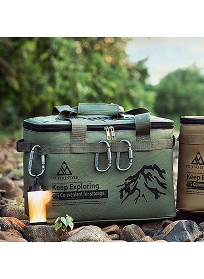 1pcs Large Capacity Outdoor Camping Storage Bag, Waterproof Multi-Compartment Cookware Organizer Tote with Detachable Dividers, Portable Heavy Duty Travel Carry Bag with Carabiners for Picnic Hiking BBQ, Sturdy Handheld Backpack for Camping Stove Pot Tableware Outdoor Gear Storage - Image 5