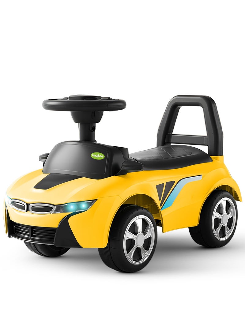 BAYBEE Streak Baby Ride on Car for Kids, Toddler Ride on Baby Car with Lights, Music, Backrest & Storage Space | Kids Push Car for Baby | Push Ride on Car for Kids Toddlers 1 to 3 Years Boys Girls Yellow - Image 1