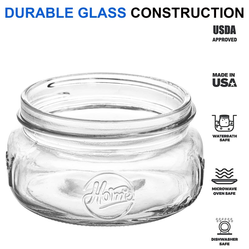Tebery تبيري 12 عبوة من برطمانات ميسون الزجاجية المنزلية مع أغطية معدنية فضية محكمة الإغلاق وأشرطة، برطمانات زجاجية بسعة 8 أونصات بفم واسع للتعليب، الحفظ، تحضير الوجبات، الشوفان الليلي، المربى، الجيلي - Image 4