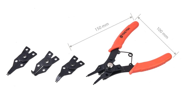 Tactix 4PC Circlip Pliers Set, Internal & External C Snap Ring Pliers with 0, 45 and 90 Degree Tips, Snap Ring Removal Tool, Heavy Duty for Automotive & Mechanical Use- 202024 - Image 2