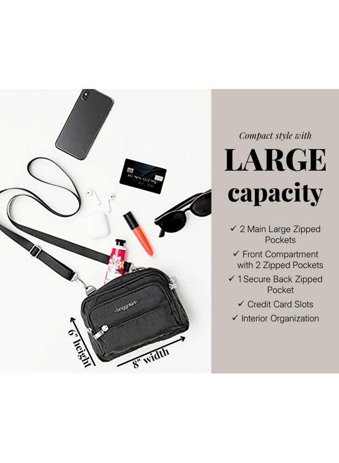 Baggallini unisex adult Triple Zip Bagg cross body handbags, Black, One Size US - Image 2