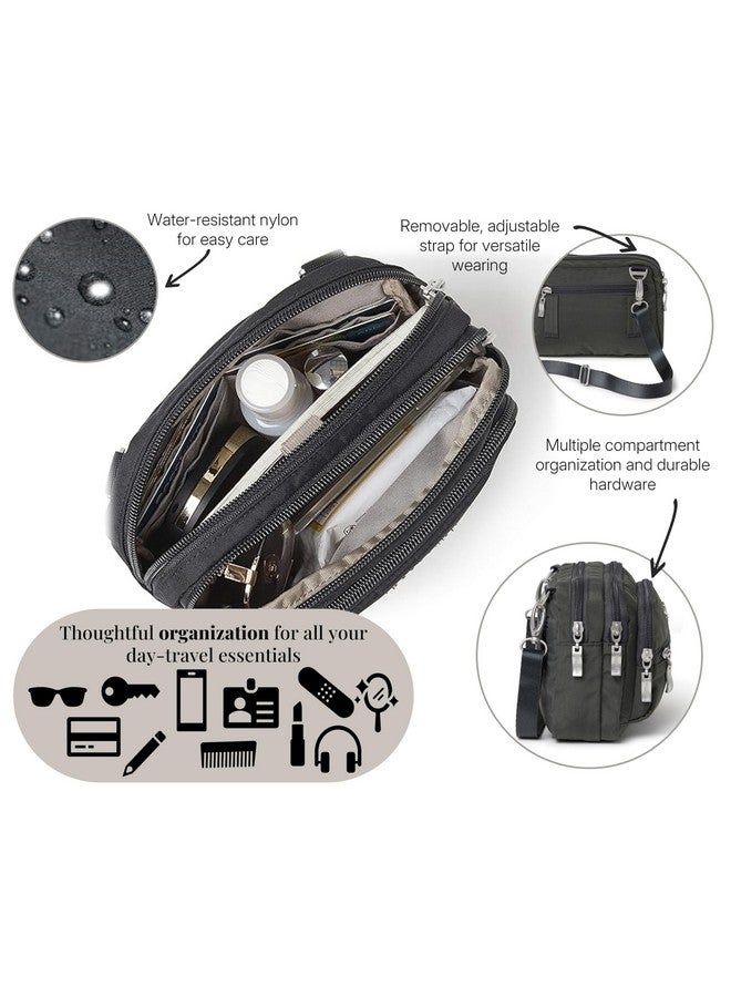 Baggallini unisex adult Triple Zip Bagg cross body handbags, Black, One Size US - Image 3