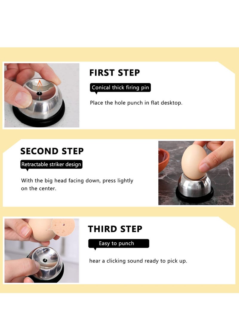 Egg Hole Puncher, 2pcs Stainless Steel Egg Piercer, Egg Opener Tool with Non-Slip Silicone Mat, Egg Cups for Raw Soft Hard Boiled Egg, Egg Puncher Kitchen Tools for Home Restaurant  - Image 3