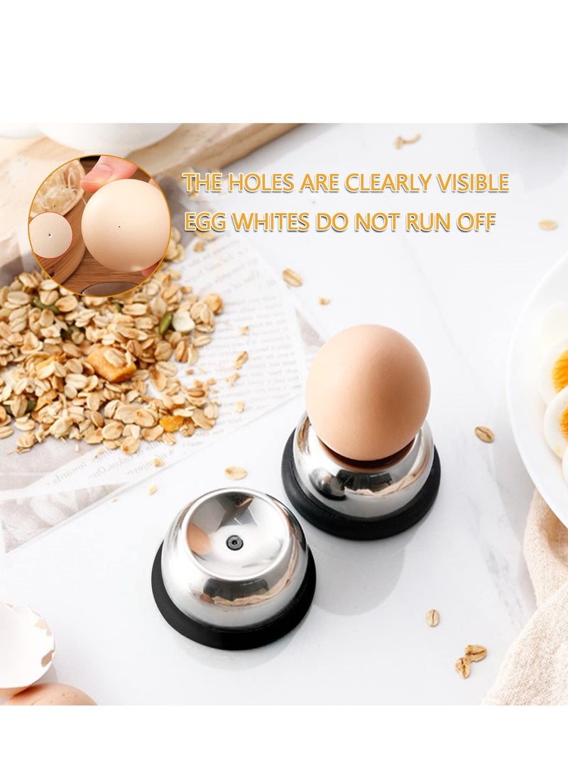 Egg Hole Puncher, 2pcs Stainless Steel Egg Piercer, Egg Opener Tool with Non-Slip Silicone Mat, Egg Cups for Raw Soft Hard Boiled Egg, Egg Puncher Kitchen Tools for Home Restaurant  - Image 4