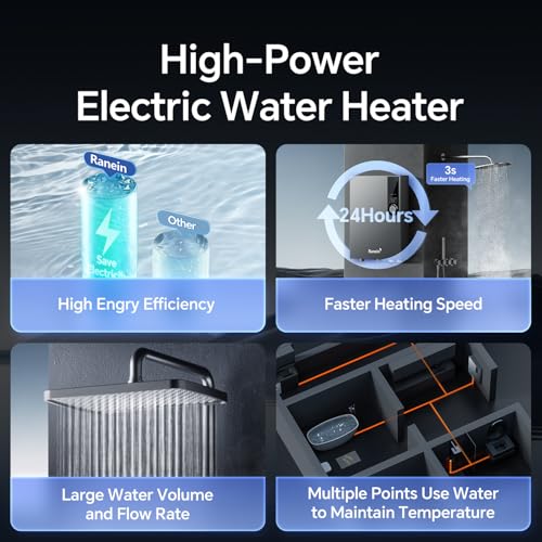Ranein GEN II Ranein Tankless Water Heater Electric, 27kW 240V On Demand Instant Endless Water Heater with Temperature Display, Control Knob, Up to 6.5 GPM for Whole House Water - Image 5