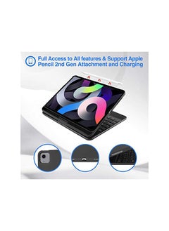 Procases Keyboard Case for iPad Air 5th 4th Gen 10.9" 2022 2020/ iPad Pro 11" 2022 2021 2020 2018, Wireless Keyboard with 7 Colors Backlit, 360 Degree Rotation Protective Cover, Auto Sleep/Wake -Black  - Image 4