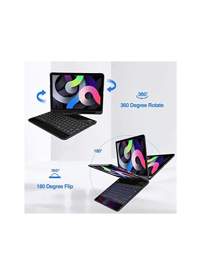 Procases - Keyboard Case for iPad Air 5th 4th Gen 10.9" 2022 2020/ iPad Pro 11" 2022 2021 2020 2018, Wireless Keyboard with 7 Colors Backlit, 360 Degree Rotation Protective Cover, Auto Sleep/Wake -Black - Image 1