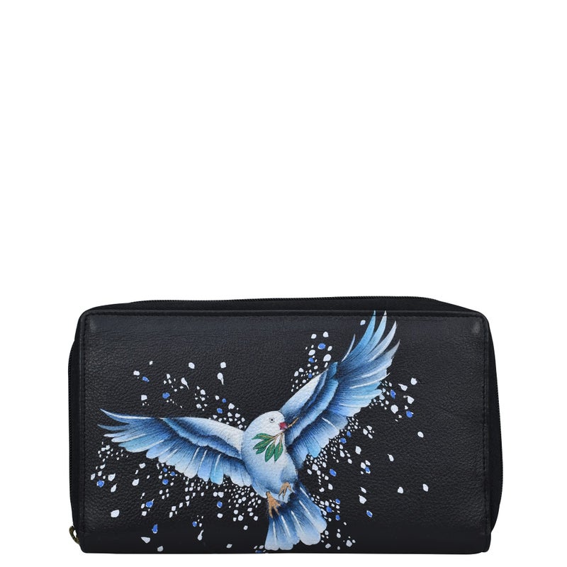 Anna by Anuschka Hand Painted Womens Genuine Leather Zip Around Jewelry Case Peace And Love - Image 2