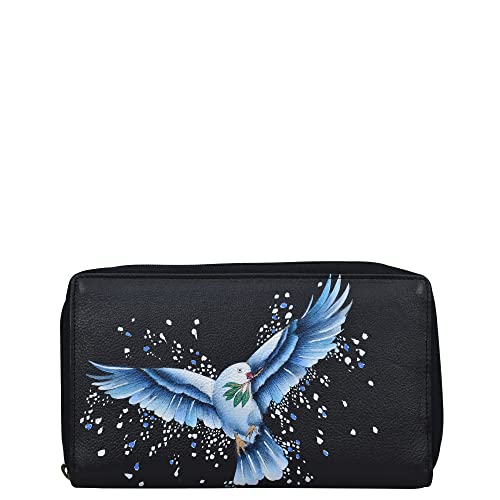 Anna by Anuschka Hand Painted Womens Genuine Leather Zip Around Jewelry Case Peace And Love - Image 1