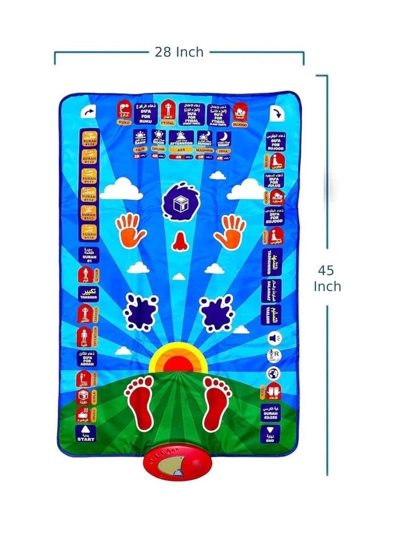 Yuwell Ramadan Mat Kids Educational Prayer Mat For Kids, Prayer Rug Electronic Prayer Mat With Worship Step Guide For Kids Toddlers 7 Speaking Languages And 36 Active Touch Sensitive Keys Kids Mat  - Image 2