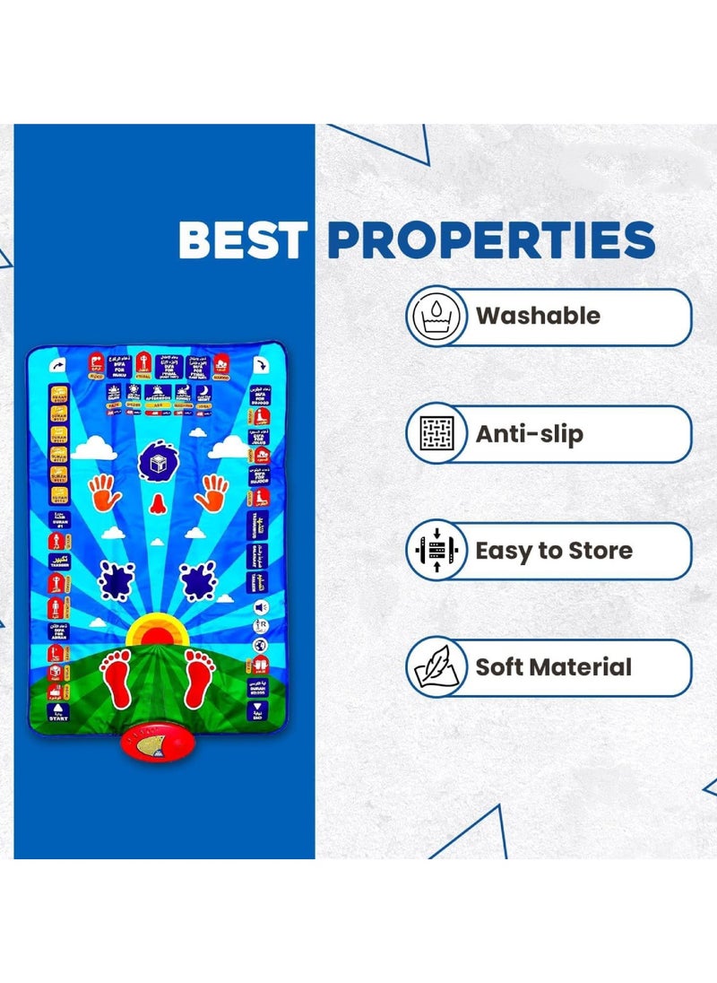 Yuwell Ramadan Mat Kids Educational Prayer Mat For Kids, Prayer Rug Electronic Prayer Mat With Worship Step Guide For Kids Toddlers 7 Speaking Languages And 36 Active Touch Sensitive Keys Kids Mat  - Image 4