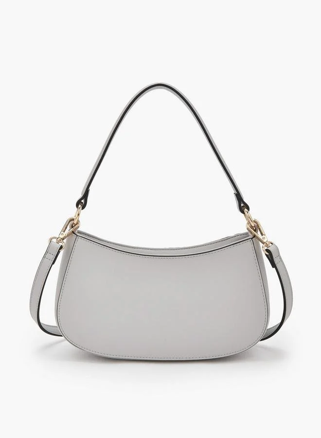 Celeste GREY Monogram Embossed Shoulder Bag With Zip Closure for Women | Best Price UAE