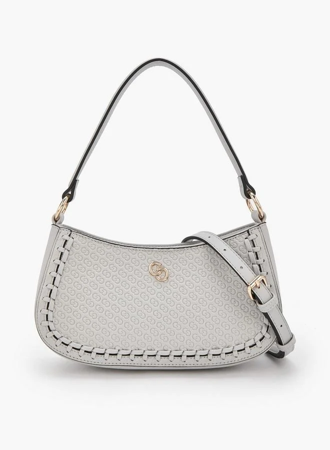 Monogram Embossed Shoulder Bag With Zip Closure